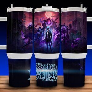 Solo Leveling Anime Sung Jinwoo Action Cup Mug Tumbler 40oz with lid and straw